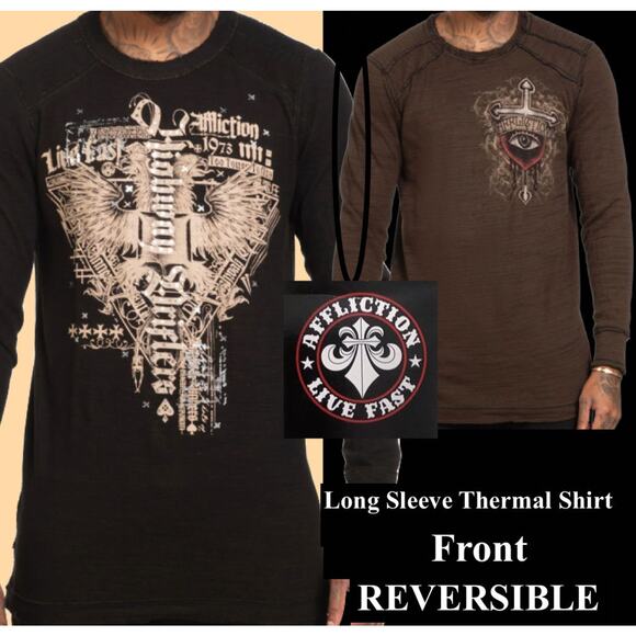 Affliction Highway Drifters Long Sleeves Reversible Thermal Size 3X - Picture 2 of 11